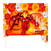 Kit Festa Homem De Ferro Decoração Painel GG + 25 Bexigas