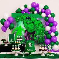 Kit Festa Hulk Decoração Aniversário Painel + 150 Balões Kit Festa Hulk Decoração Aniversário Painel + 150 Balões