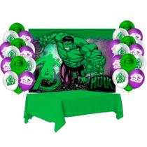 Kit festa Hulk Decoração Aniversário Painel +Toalha + Balão