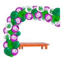Kit Festa Hulk Decoração Arco Descontruído 75 Balão + fita