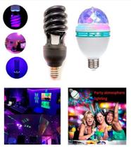 Kit festa iluminação luz negra led neon e luz giratória rgb