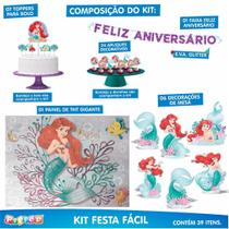 Kit Festa Infantil Ariel Pequena Sereia 39 Itens Painel +