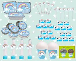 Kit Festa Infantil Chuva De Benção Arco-iris Menino 160peças