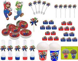 Kit Festa Infantil Mario Bros 265 Peças (30 pessoas) - Produto artesanal