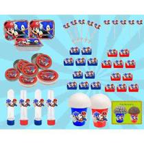 Kit festa Infantil Mario X Sonic 292 Peças (30 pessoas)