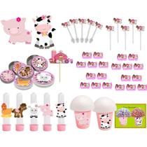 Kit Festa Infantil Menina Fazendinha 143 Peças (20 pessoas)