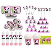 Kit Festa Infantil Panda menina 160 Peças (20 pessoas)