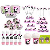 Kit Festa Infantil Panda Menina 352 Peças (50 pessoas)