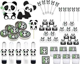 Kit festa Infantil Panda (preto e branco) 293 peças (30 pessoas)