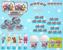 Kit Festa Infantil Pocoyo (azul claro) 160 Peças (20 pessoas)