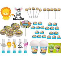 Kit Festa Infantil Safari Menino 143 peças (20 pessoas) - Produto artesanal