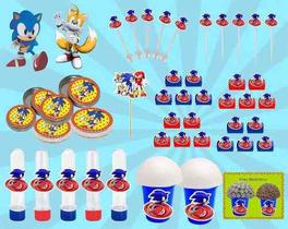 Kit Festa Infantil Sonic 143 Peças (20 pessoas) - Produto artesanal