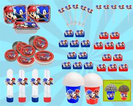 Kit festa Infantil Sonic X Mario 160 peças (20 pessoas) - Produto artesanal