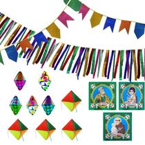 Kit Festa Junina Arraia Decoração 30 M de Bandeirinhas + Balões + Santinhos + Fitas Kit Festa Junina Arraia Decoração 30 M de Bandeirinhas + Balões + Santinhos + Fitas