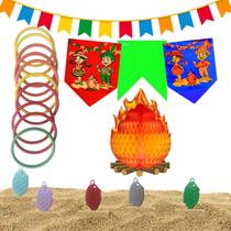 Kit Festa Junina Bandeirinha 20M Fogueira Pescaria Argola Kit Festa Junina Bandeirinha 20M Fogueira Pescaria Argola