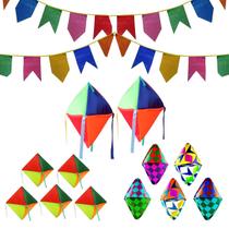 Kit Festa Junina Decoração 50 M de Bandeirinhas + Balões Grandes e Pequenos Kit Festa Junina Decoração 50 M de Bandeirinhas + Balões Grandes e Pequenos
