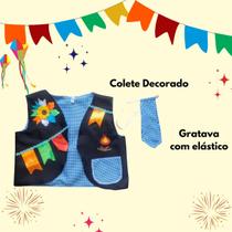 Kit Festa Junina Infantil Menino Colete Decorado e Gravata