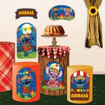 Kit festa Junina Stitch Decoração Junino Aniversário EVA 6pç Kit festa Junina Stitch Decoração Junino Aniversário EVA 6pç
