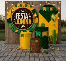 Kit Festa Junina Sublimado Mini Party Capa Painel Romano Arraiá Cactos e Xadrez São João Kit Festa Junina Sublimado Mini Party Capa Painel Romano Arraiá Cactos e Xadrez São João