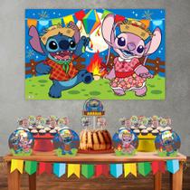 Kit festa Junino Stitch Decoração Junina Aniversário 33pçs