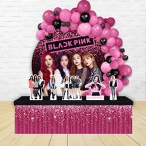 KIT FESTA KIT FESTA PAINEL REDONDO Decoração Black Pink 1,50X150 - IMPAKTO VISUAL