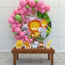 KIT FESTA KIT FESTA PAINEL REDONDO Decoração Infantil Safari Rosa KIT FESTA KIT FESTA PAINEL REDONDO Decoração Infantil Safari Rosa