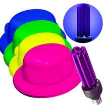 Kit Festa Lâmpada Luz UV Negra Com 10 Chapéu Neon Sortido