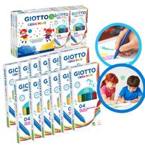 Kit Festa Lembrancinha Giz De Cera 12 Caixas Com 4 Cores Cada Vermelho Amarelo Verde e Azul Giotto