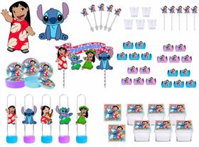 Kit Festa Lilo e Stitch 173 peças (20 pessoas) painel e cx - Produto artesanal