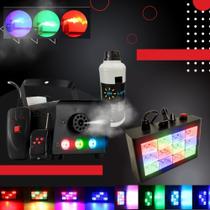 Kit Festa Máquina de Fumaça Led 600w RGB Strobo Colorido