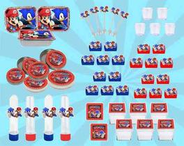 Kit Festa Mario X Sonic 110 Peças (10 pessoas) - Produto artesanal