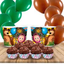 Kit Festa Mash e o Urso Decoração 224pçs Aniversário complet