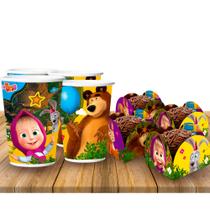 Kit festa Masha e o Urso Decoração 8 Copos + 50 Forminhas Kit festa Masha e o Urso Decoração 8 Copos + 50 Forminhas