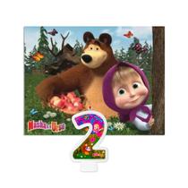 Kit Festa Masha e o Urso Decoração Aniv 2 anos painel + vela Kit Festa Masha e o Urso Decoração Aniv 2 anos painel + vela