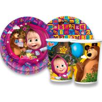 Kit Festa Masha e o Urso Decoração Copos +Pratos aniversário