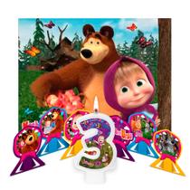 Kit Festa Masha E O Urso Decoração Painel + Vela 3 + Display Kit Festa Masha E O Urso Decoração Painel + Vela 3 + Display