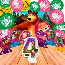 Kit festa Masha e o Urso Display +Painel + Bexigas + vela 4 Kit festa Masha e o Urso Display +Painel + Bexigas + vela 4