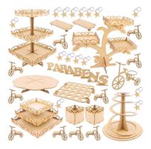 Kit Festa Mdf Arabesco - 50 Peças - Aniversário Completo Kit Festa Mdf Arabesco - 50 Peças - Aniversário Completo