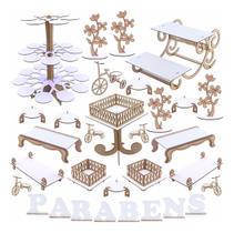 Kit Festa Mdf Branco - 31 Peças - Linha Premium - 1131-LP11 Kit Festa Mdf Branco - 31 Peças - Linha Premium - 1131-LP11