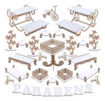 Kit Festa Mdf Branco - 31 Peças - Linha Premium - 1131-LP14 Kit Festa Mdf Branco - 31 Peças - Linha Premium - 1131-LP14