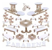 Kit Festa Mdf Branco - 31 Peças - Linha Premium - 1131-LP21 Kit Festa Mdf Branco - 31 Peças - Linha Premium - 1131-LP21