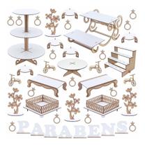 Kit Festa Mdf Branco - Linha Premium - 44 Peças - 1144-LP03 Kit Festa Mdf Branco - Linha Premium - 44 Peças - 1144-LP03