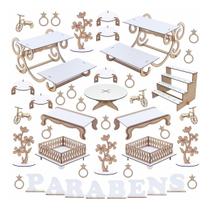 Kit Festa Mdf Branco - Linha Premium - 44 Peças Kit Festa Mdf Branco - Linha Premium - 44 Peças