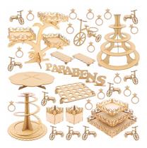 Kit Festa Mdf Floral - 48 Peças - Completo Kit Festa Mdf Floral - 48 Peças - Completo