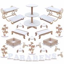 Kit Festa Mdf Provençal Branco - Linha Premium - 28 Peças Kit Festa Mdf Provençal Branco - Linha Premium - 28 Peças