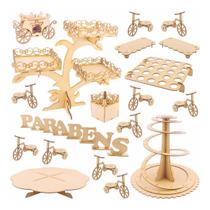 Kit Festa Mdf Provençal Floral - 28 Peças Kit Festa Mdf Provençal Floral - 28 Peças