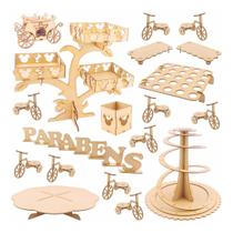 Kit Festa Mdf Provençal Mickey - 28 Peças Kit Festa Mdf Provençal Mickey - 28 Peças