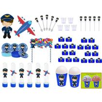 kit Festa Menino Aviador 155 peças (20 pessoas)