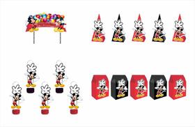 Kit Festa Mickey 46 peças (15 pessoas) cone milk