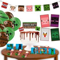 Kit Festa Minecraft 62 Peças Comemoração Aniversário Kid Criança Jogo Festcolor